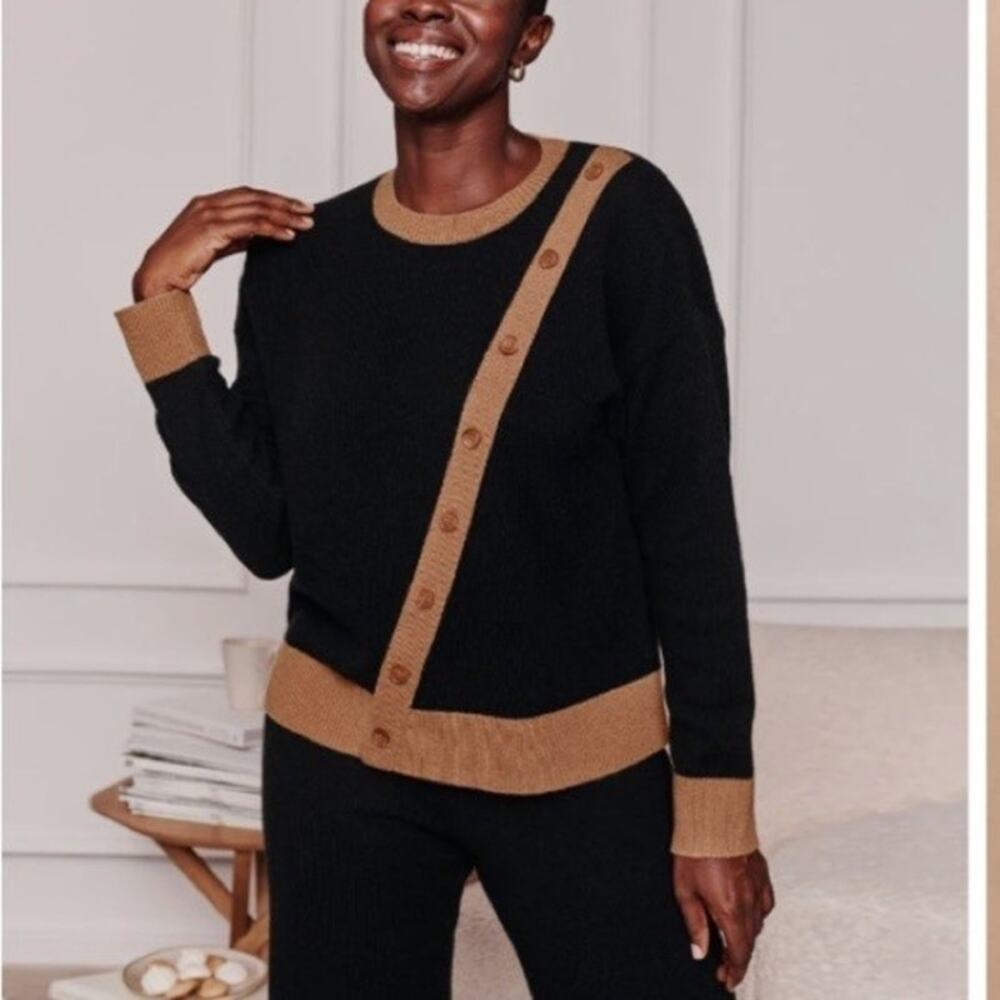 Summersalt Black & Tan Wool & Cashmere Blend Pulllover Sweater Size XS